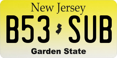 NJ license plate B53SUB