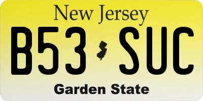 NJ license plate B53SUC