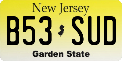NJ license plate B53SUD