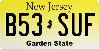 NJ license plate B53SUF