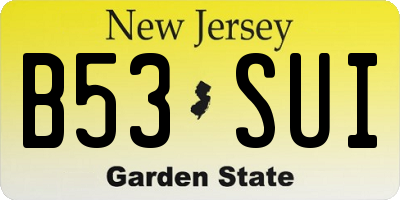 NJ license plate B53SUI