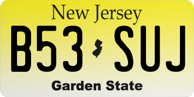 NJ license plate B53SUJ