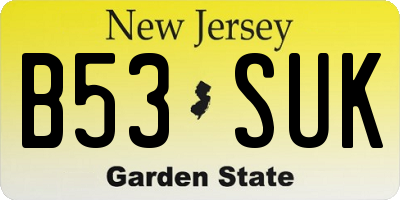 NJ license plate B53SUK