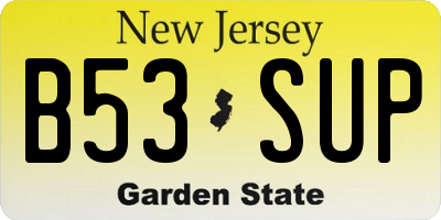 NJ license plate B53SUP