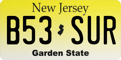 NJ license plate B53SUR
