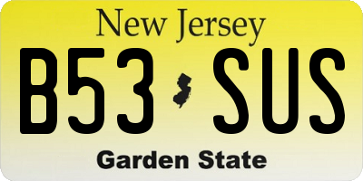 NJ license plate B53SUS