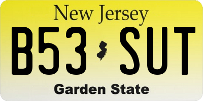 NJ license plate B53SUT