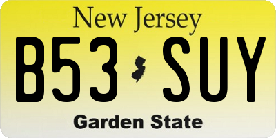 NJ license plate B53SUY
