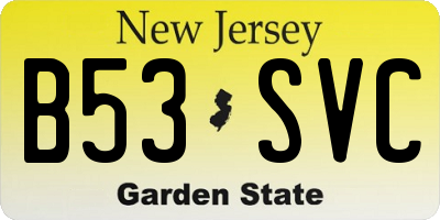NJ license plate B53SVC