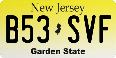 NJ license plate B53SVF