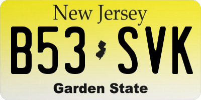 NJ license plate B53SVK