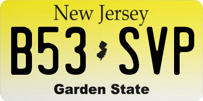 NJ license plate B53SVP