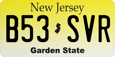NJ license plate B53SVR