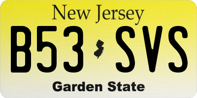 NJ license plate B53SVS