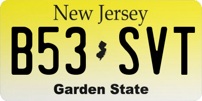 NJ license plate B53SVT