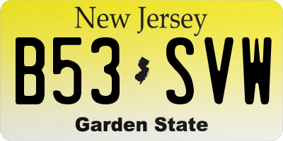NJ license plate B53SVW