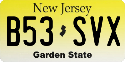 NJ license plate B53SVX