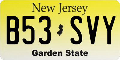 NJ license plate B53SVY