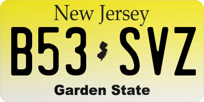 NJ license plate B53SVZ