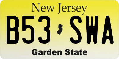 NJ license plate B53SWA