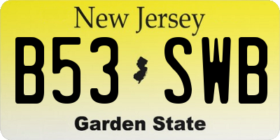 NJ license plate B53SWB