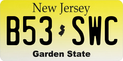 NJ license plate B53SWC
