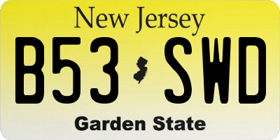 NJ license plate B53SWD