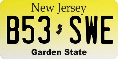 NJ license plate B53SWE