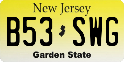 NJ license plate B53SWG