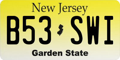 NJ license plate B53SWI