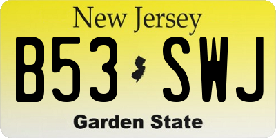 NJ license plate B53SWJ