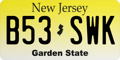 NJ license plate B53SWK