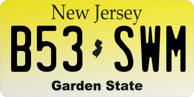 NJ license plate B53SWM