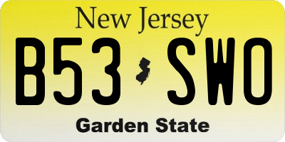 NJ license plate B53SWO