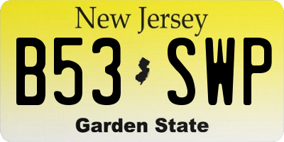 NJ license plate B53SWP