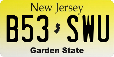 NJ license plate B53SWU