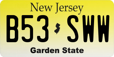 NJ license plate B53SWW
