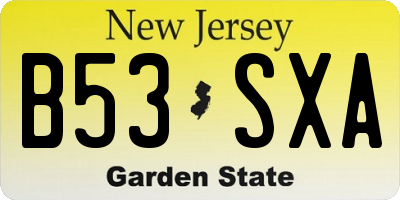 NJ license plate B53SXA