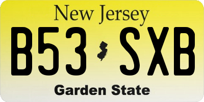 NJ license plate B53SXB
