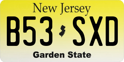 NJ license plate B53SXD