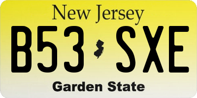 NJ license plate B53SXE