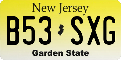 NJ license plate B53SXG