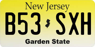 NJ license plate B53SXH