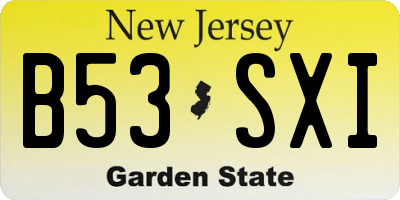 NJ license plate B53SXI