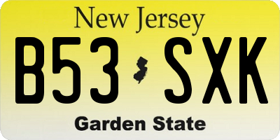 NJ license plate B53SXK