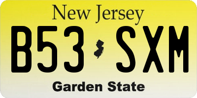 NJ license plate B53SXM