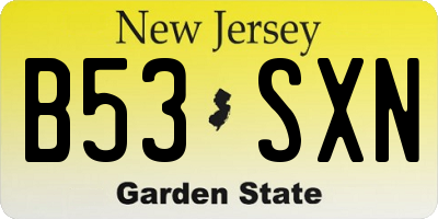 NJ license plate B53SXN