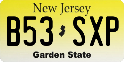 NJ license plate B53SXP