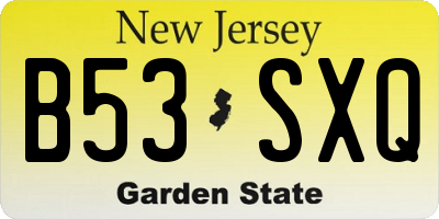 NJ license plate B53SXQ