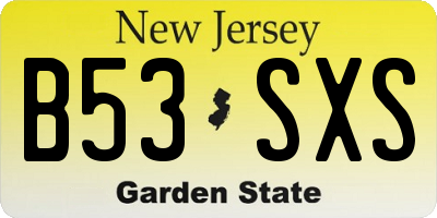 NJ license plate B53SXS
